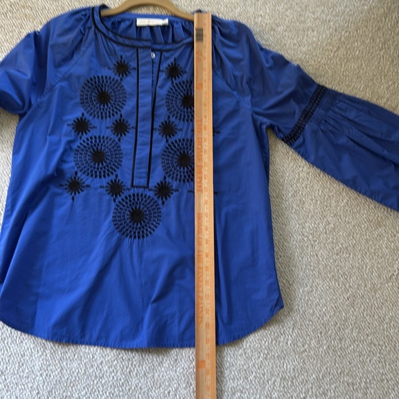 Tory Burch Aubrey Poplin Tunic Embroidered Peasant Top Blouse Size 8 - Picture 8 of 8